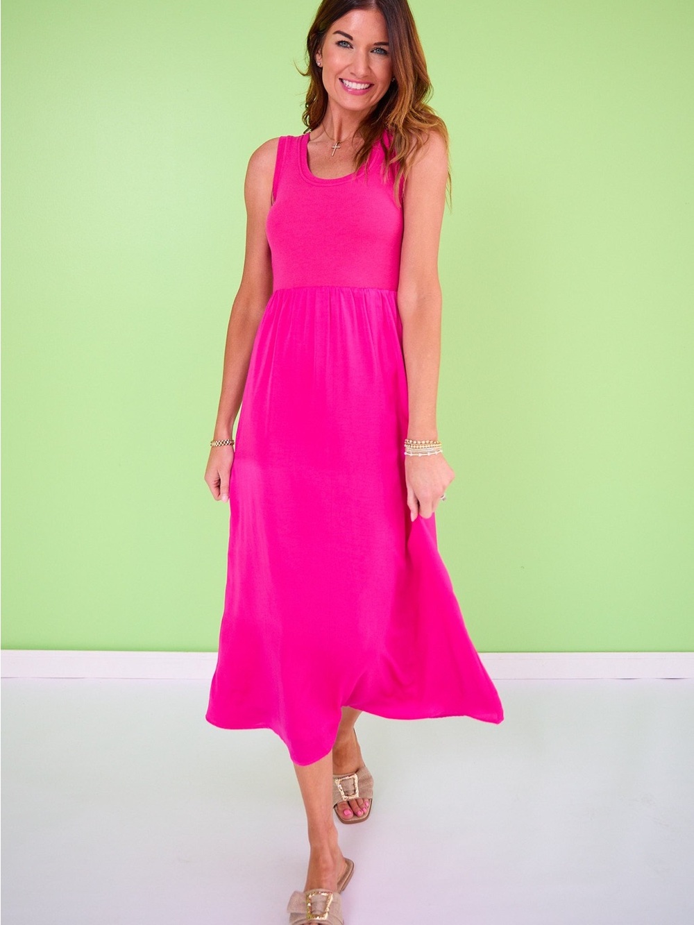SSYS Helena Bra Tank Dress In Magenta